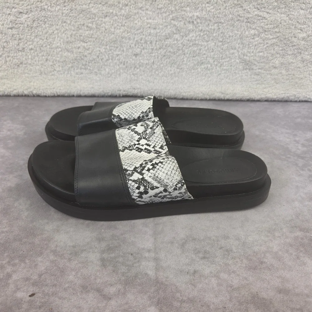 Aerosoles Louie Black White Snakeskin Platform Slide Sandals Womens 9 S2042